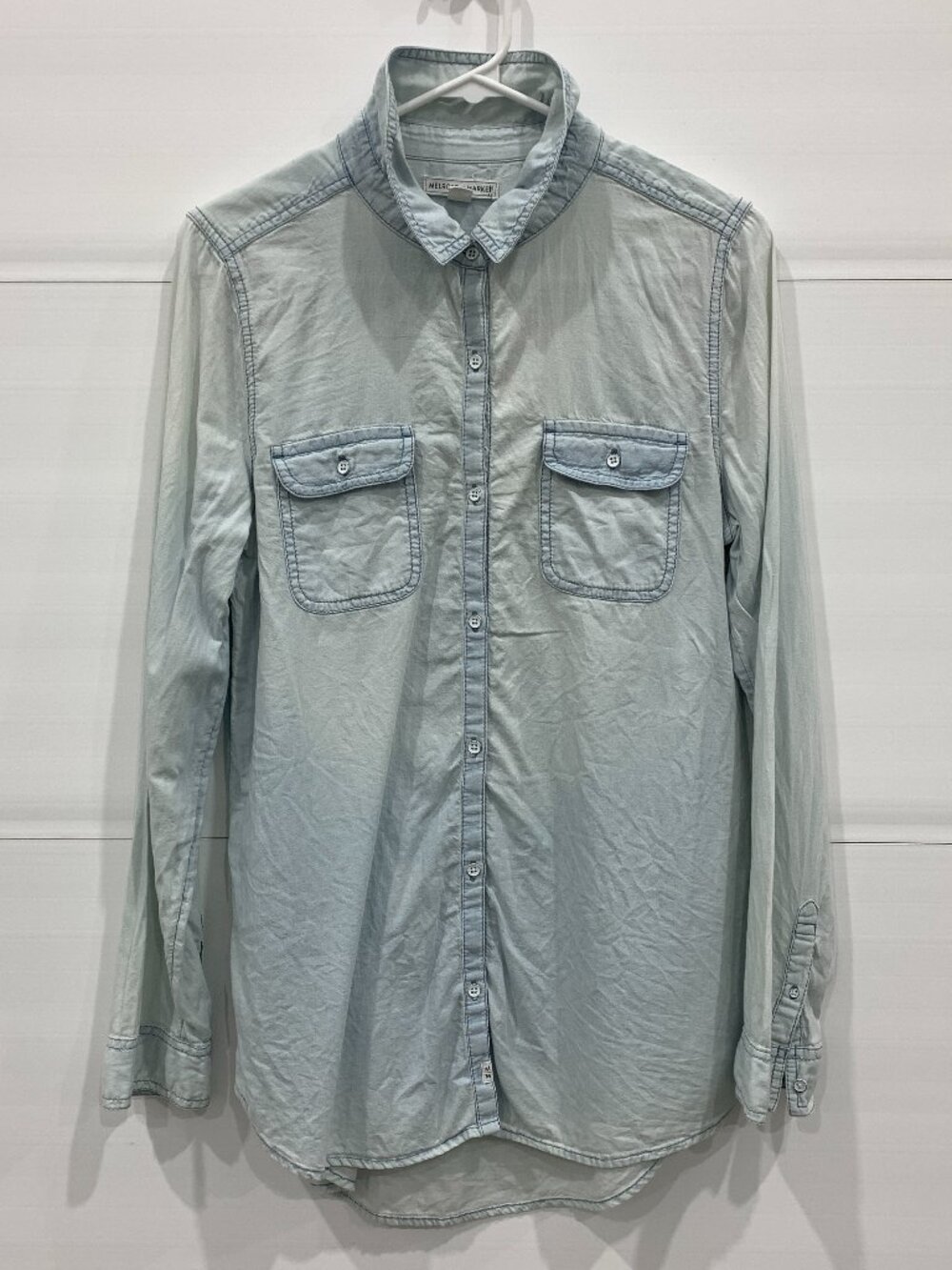 Melrose and Market Denim Chambray Button Down Long Sleeve Size Small